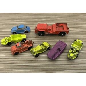 Tootsie Toy VTG Lot DIE CAST TOY CARS Trucks Jeep Jaguar VW Bug for Restoration